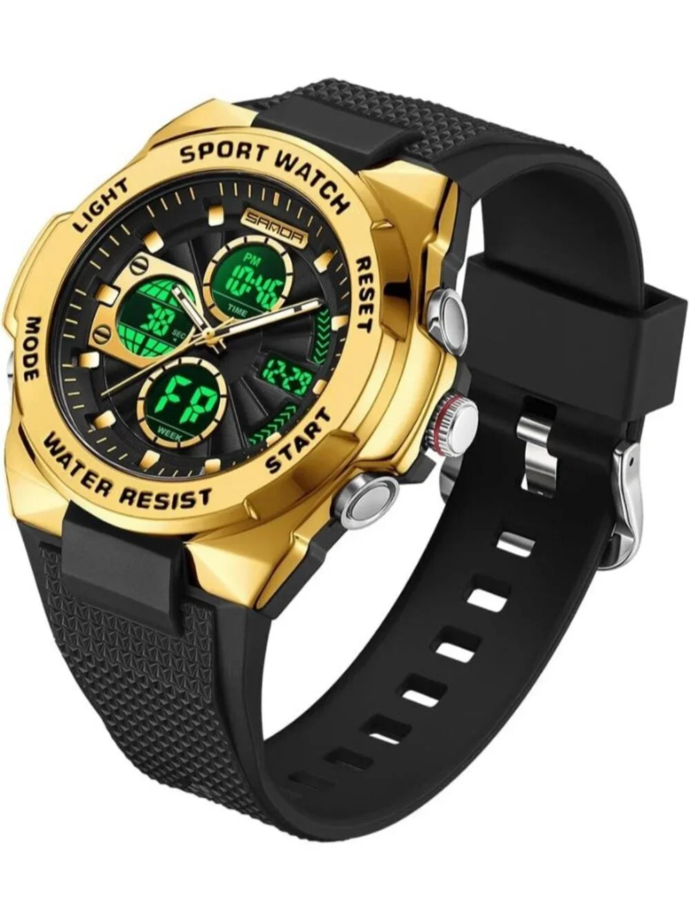 Men's Gold Analog Quartz Electronic Military Multifunction LED Digital Watch